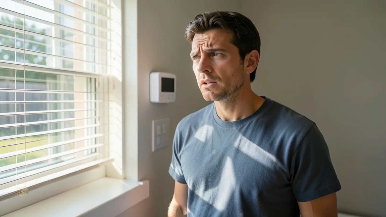 Homeowner and HVAC technician inspecting outdoor AC unit during summer heat wave in Campbell