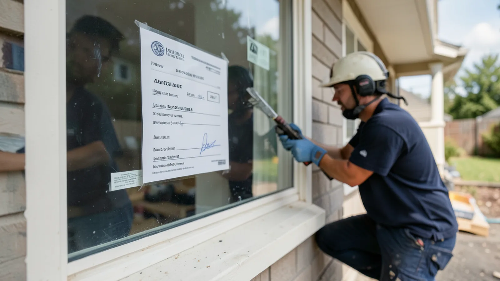 City building inspector and HVAC contractor reviewing residential mechanical installation in Campbell