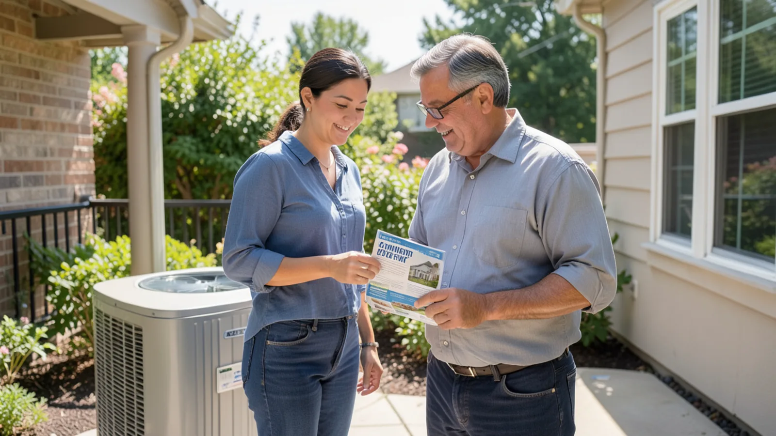 Homeowner reviewing TECH Clean California and Silicon Valley Clean Energy rebate portal with technician